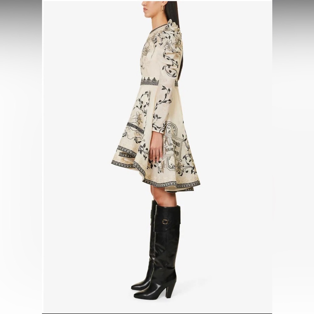 NWT Zimmermann Lyrical Flared-Hem Linen And Silk Mini Dress 10 - Picture 2 of 15